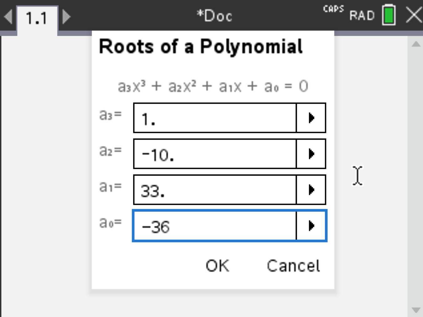 Polynomial Step 1 Screenshot